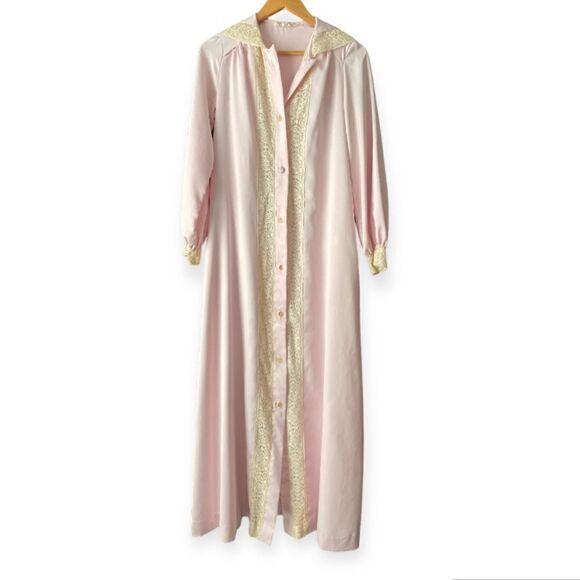 Vintage 70s Christian Dior pink lace robe size S 000098 - Picture 1 of 8